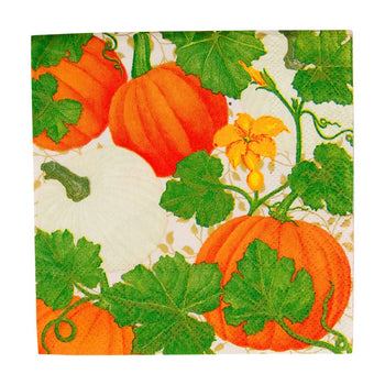Caspari Pumpkin Chintz White Cocktail Napkins - 20 Per Package